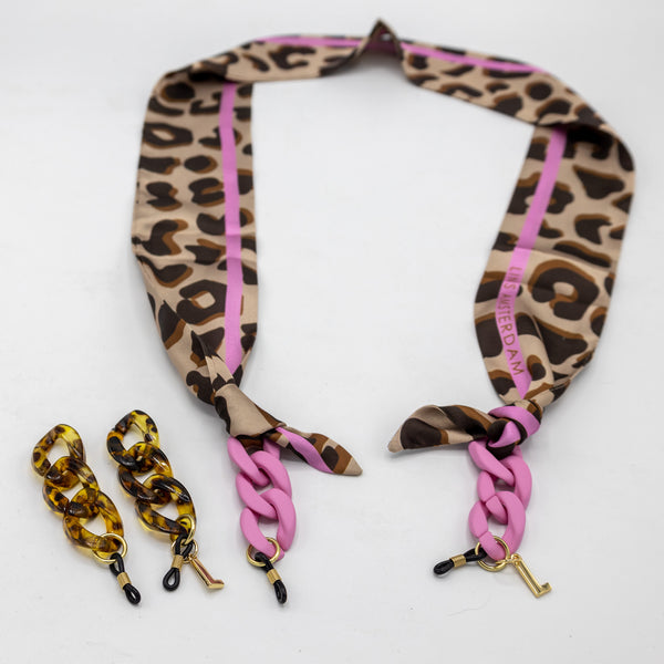 PARIS leopard glasses scarf